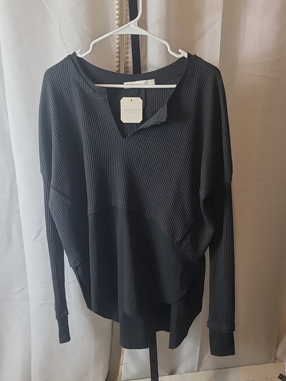 NWT Altar'd State Mixed Media Thermal Waffle Tunic Xs. Oversized